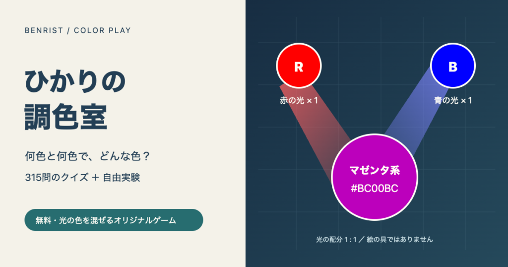 ひかりの調色室の色ライトが重なるオリジナルイラスト
